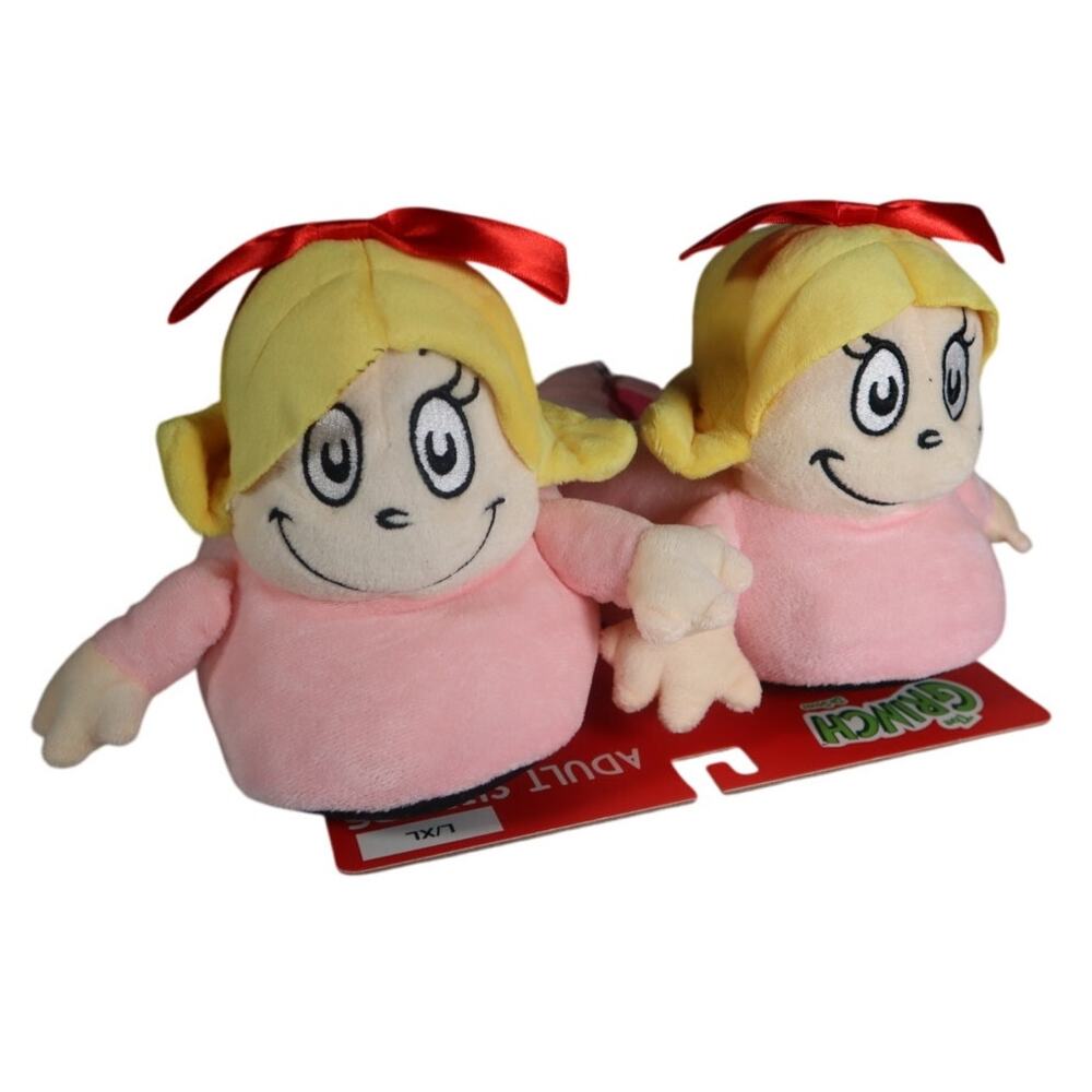 Cindy Lou Who Grinch Pink Slippers Adult L XL